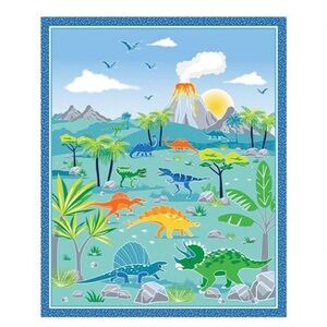 Glow-O-Saurus fabric panel and 11 coordinating glow in dark fabrics